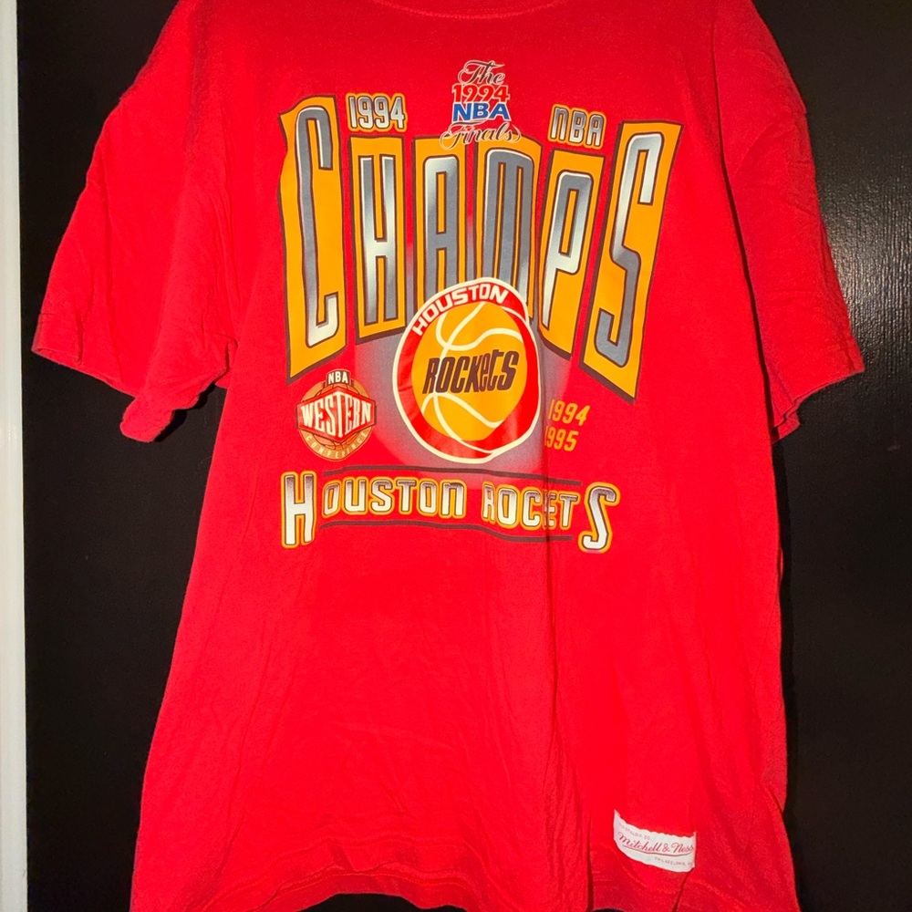 Vintage ‘94-‘95 Mitchell & Ness Red Houston Rockets Champs Tee